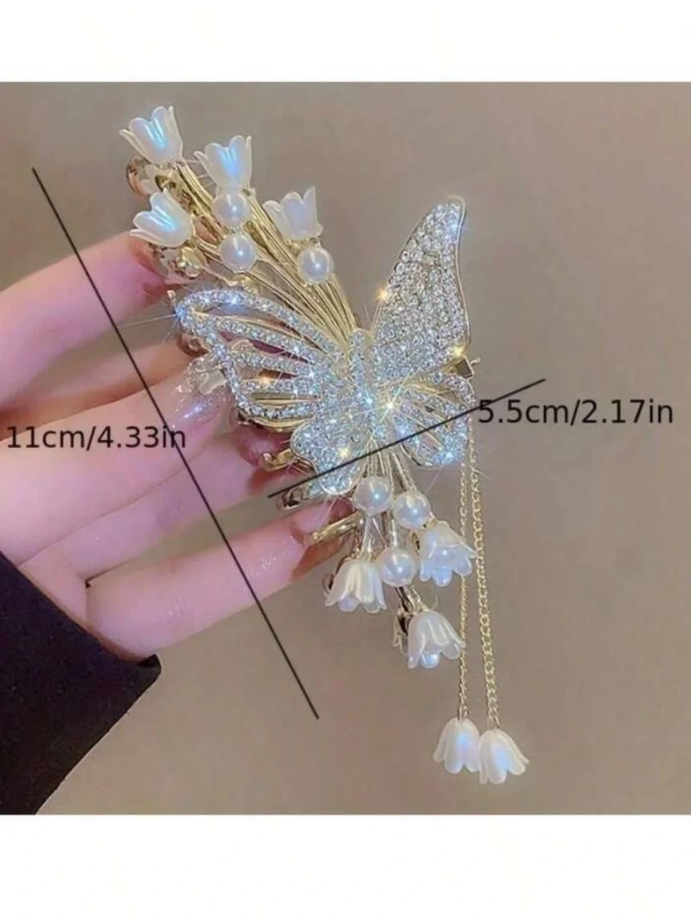 Butterfly Pearl Floral Gold Hair Clip - Elegant Women’s Hair Accessory
